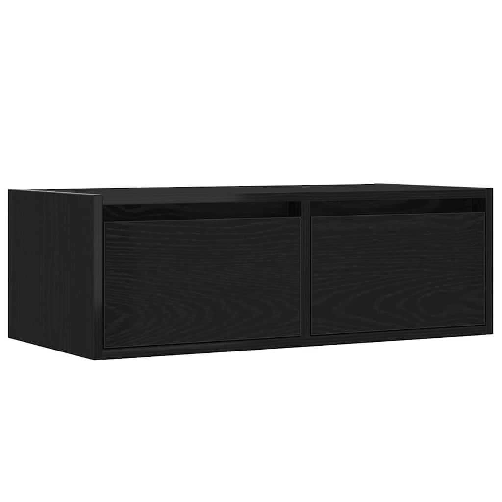 vidaXL TV-Schrank mit LED-Leuchten Schwarz Eichen-Optik 75x35,5x25 cm