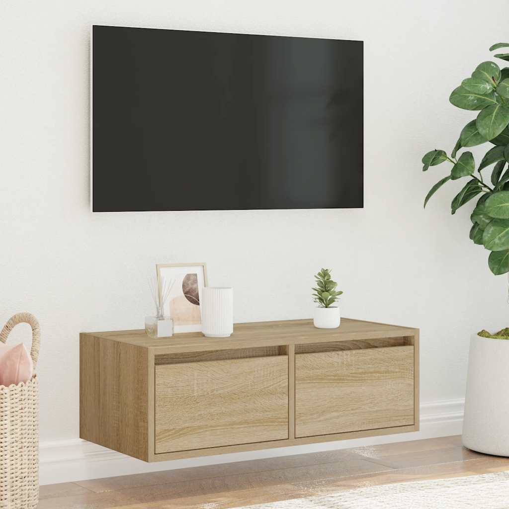 vidaXL TV-Schrank mit LED-Leuchten Sonoma-Eiche 75x35,5x25 cm