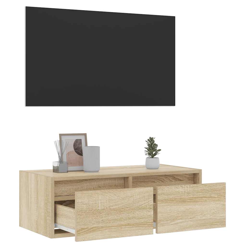 vidaXL TV-Schrank mit LED-Leuchten Sonoma-Eiche 75x35,5x25 cm