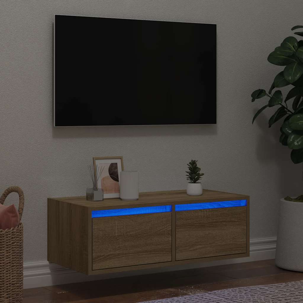vidaXL TV-Schrank mit LED-Leuchten Sonoma-Eiche 75x35,5x25 cm