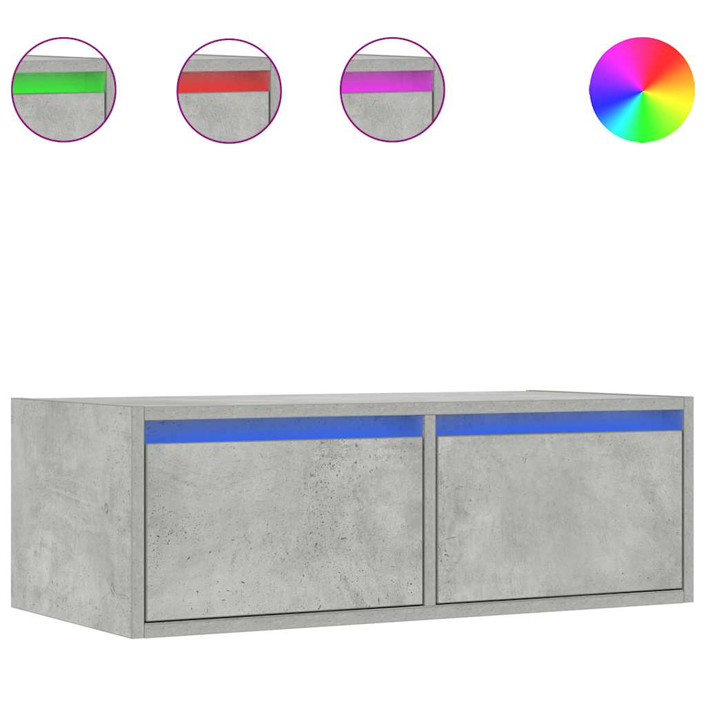 vidaXL TV-Schrank mit LED-Leuchten Betongrau 75x35,5x25 cm