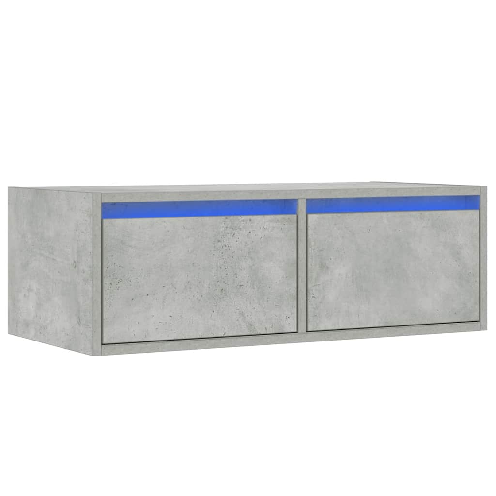 vidaXL TV-Schrank mit LED-Leuchten Betongrau 75x35,5x25 cm