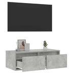 vidaXL TV-Schrank mit LED-Leuchten Betongrau 75x35,5x25 cm