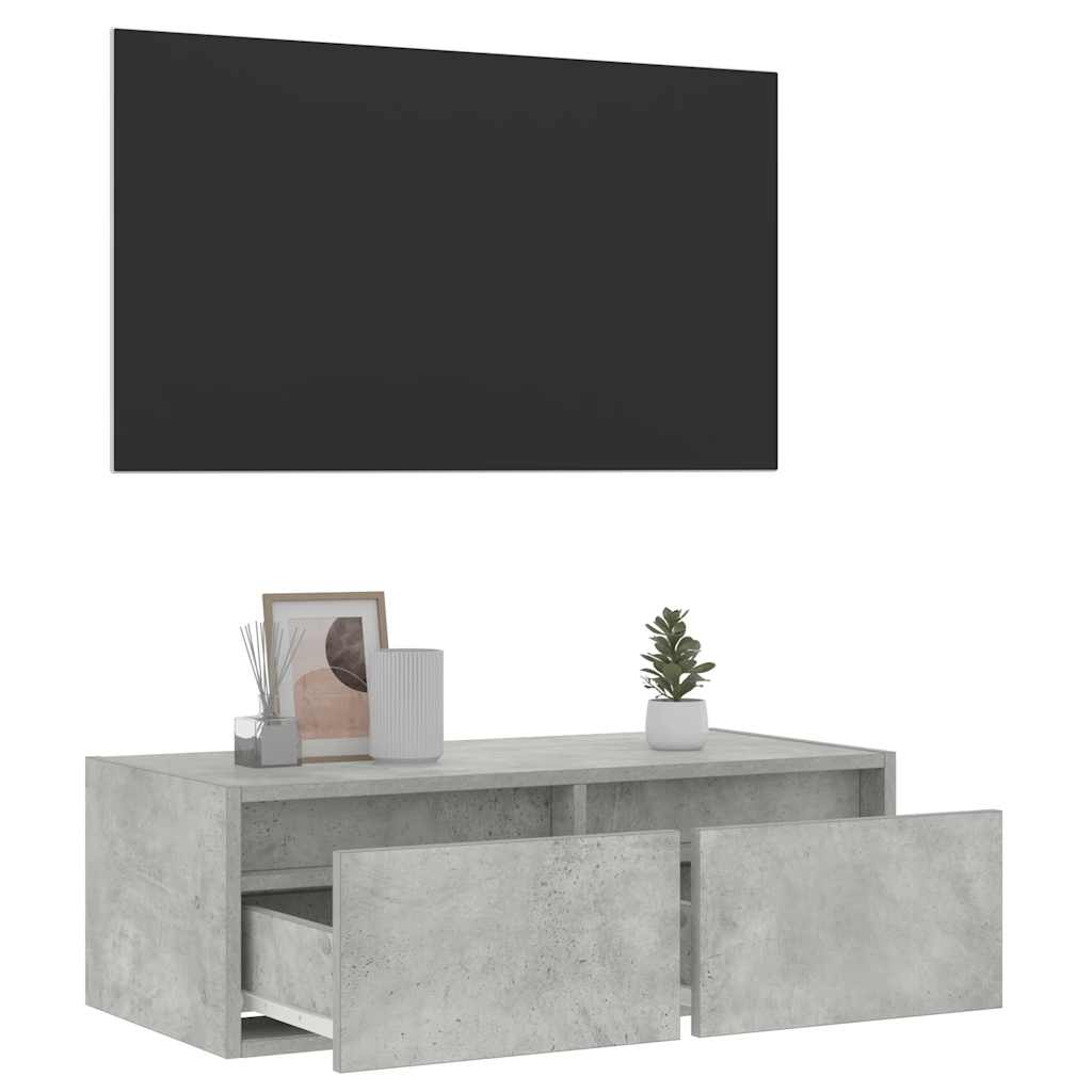 vidaXL TV-Schrank mit LED-Leuchten Betongrau 75x35,5x25 cm