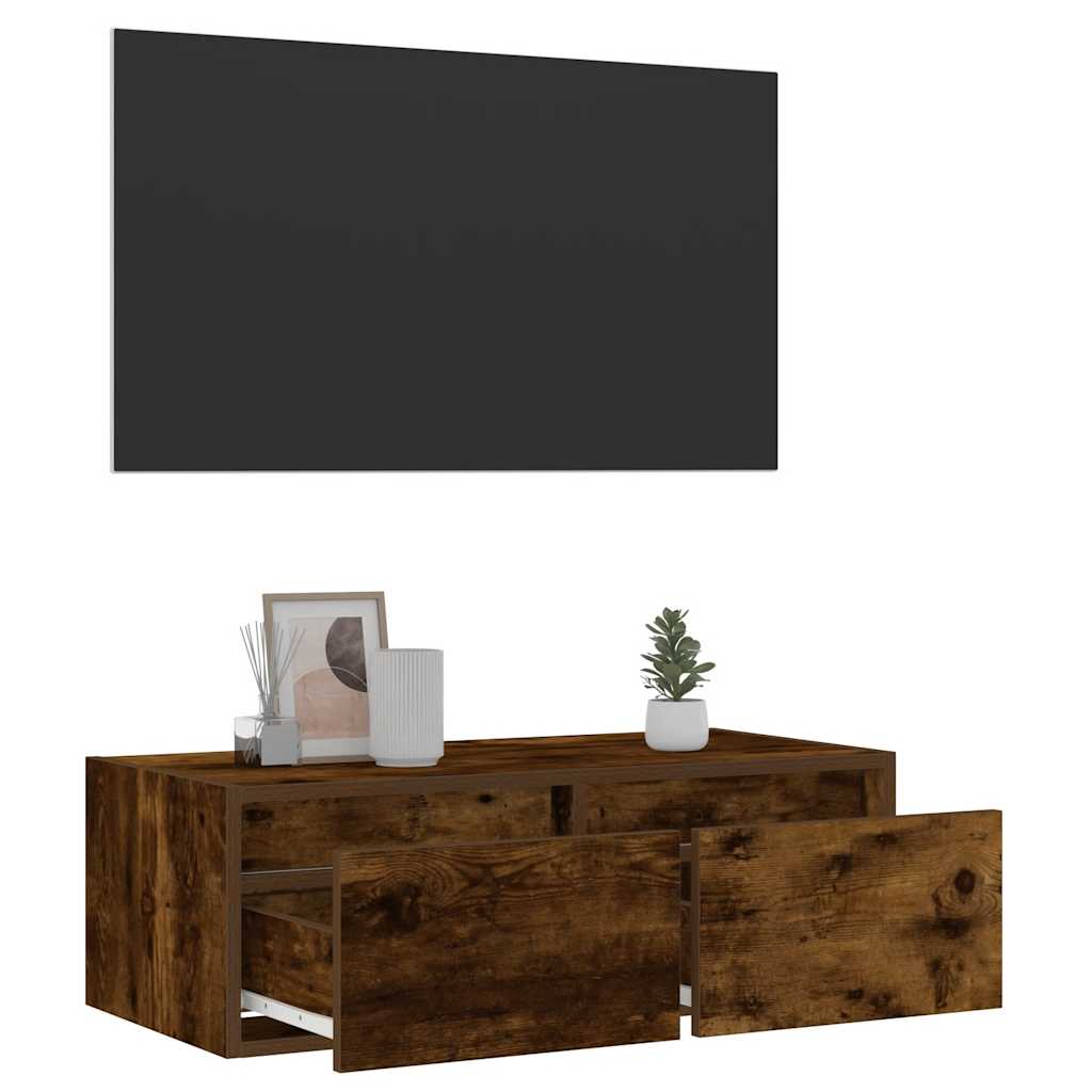 vidaXL TV-Schrank mit LED-Leuchten Räuchereiche 75x35,5x25 cm