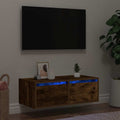 vidaXL TV-Schrank mit LED-Leuchten Räuchereiche 75x35,5x25 cm