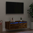 vidaXL TV-Schrank mit LED-Leuchten Räuchereiche 75x35,5x25 cm