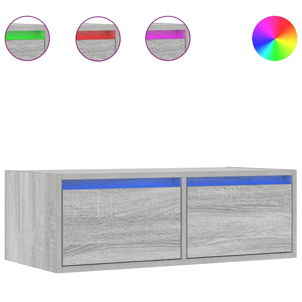 vidaXL TV-Schrank mit LED-Leuchten Grau Sonoma 75x35,5x25 cm