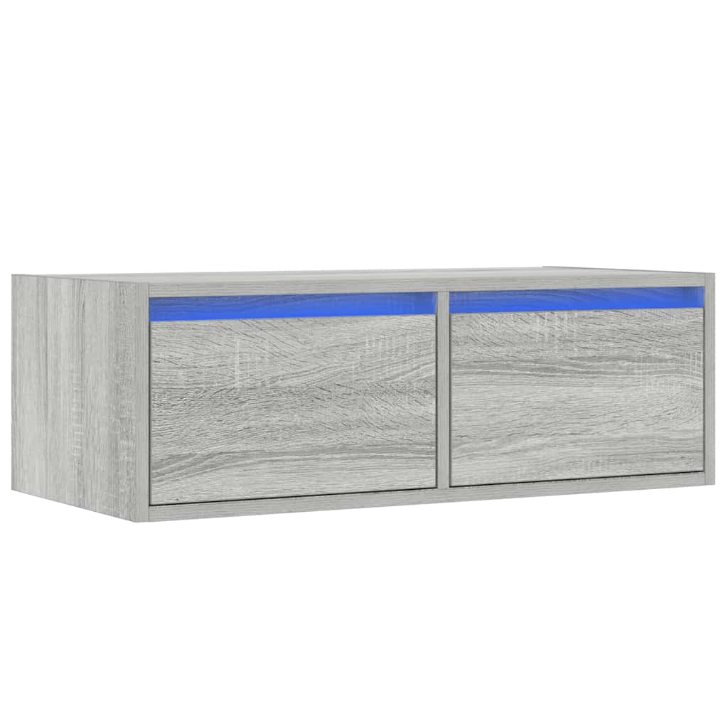 vidaXL TV-Schrank mit LED-Leuchten Grau Sonoma 75x35,5x25 cm