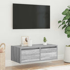 vidaXL TV-Schrank mit LED-Leuchten Grau Sonoma 75x35,5x25 cm
