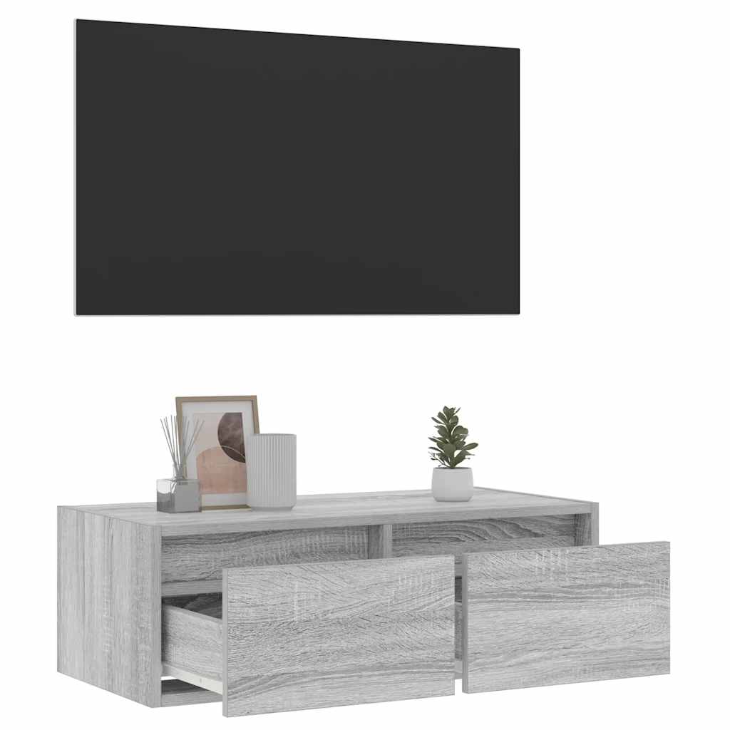vidaXL TV-Schrank mit LED-Leuchten Grau Sonoma 75x35,5x25 cm