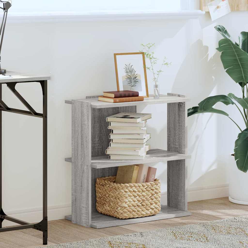 vidaXL Bücherregal 3 Böden Grau Sonoma 60x30x60 cm Holzwerkstoff