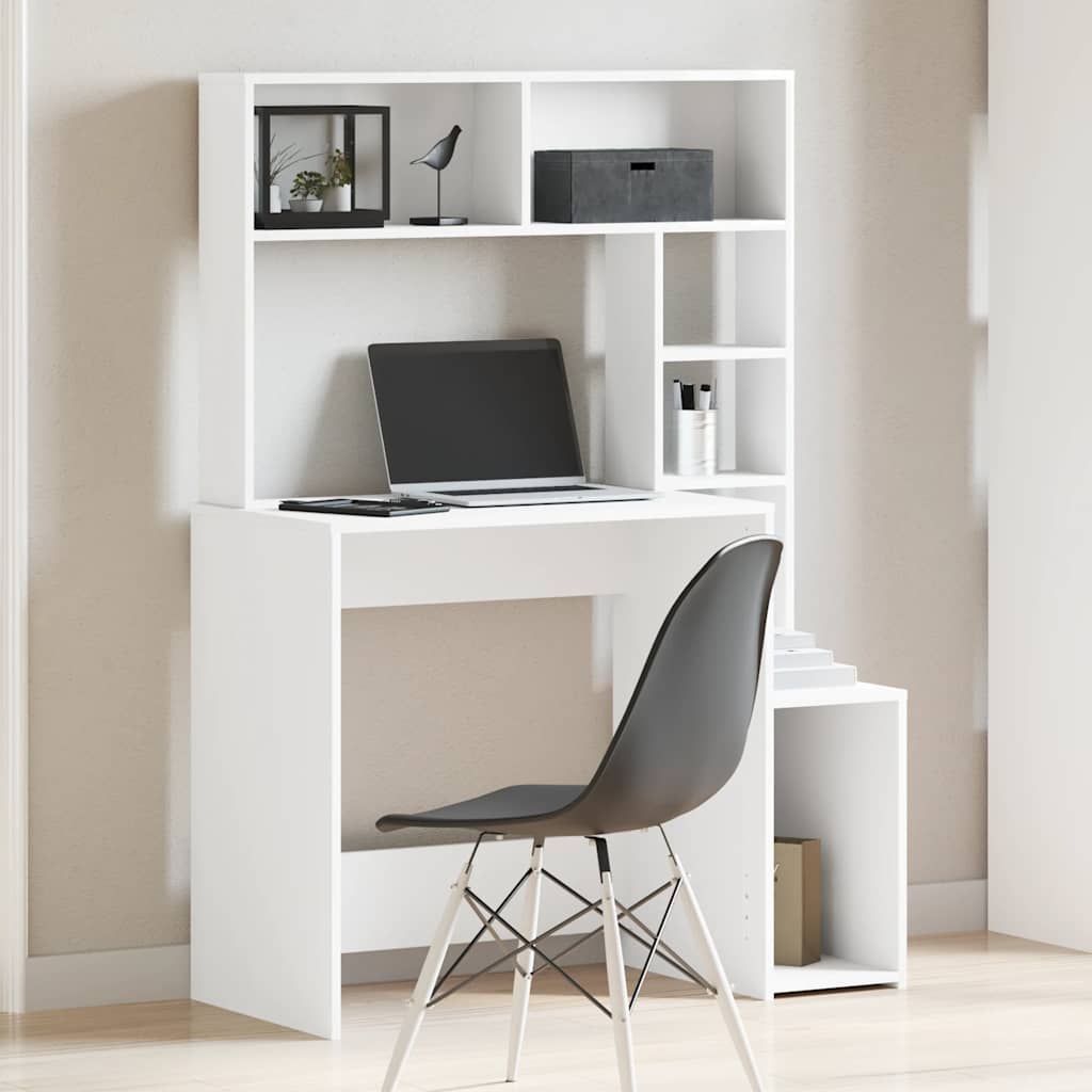 vidaXL Schreibtisch mit Regal Weiß 100x45x140 cm Holzwerkstoff