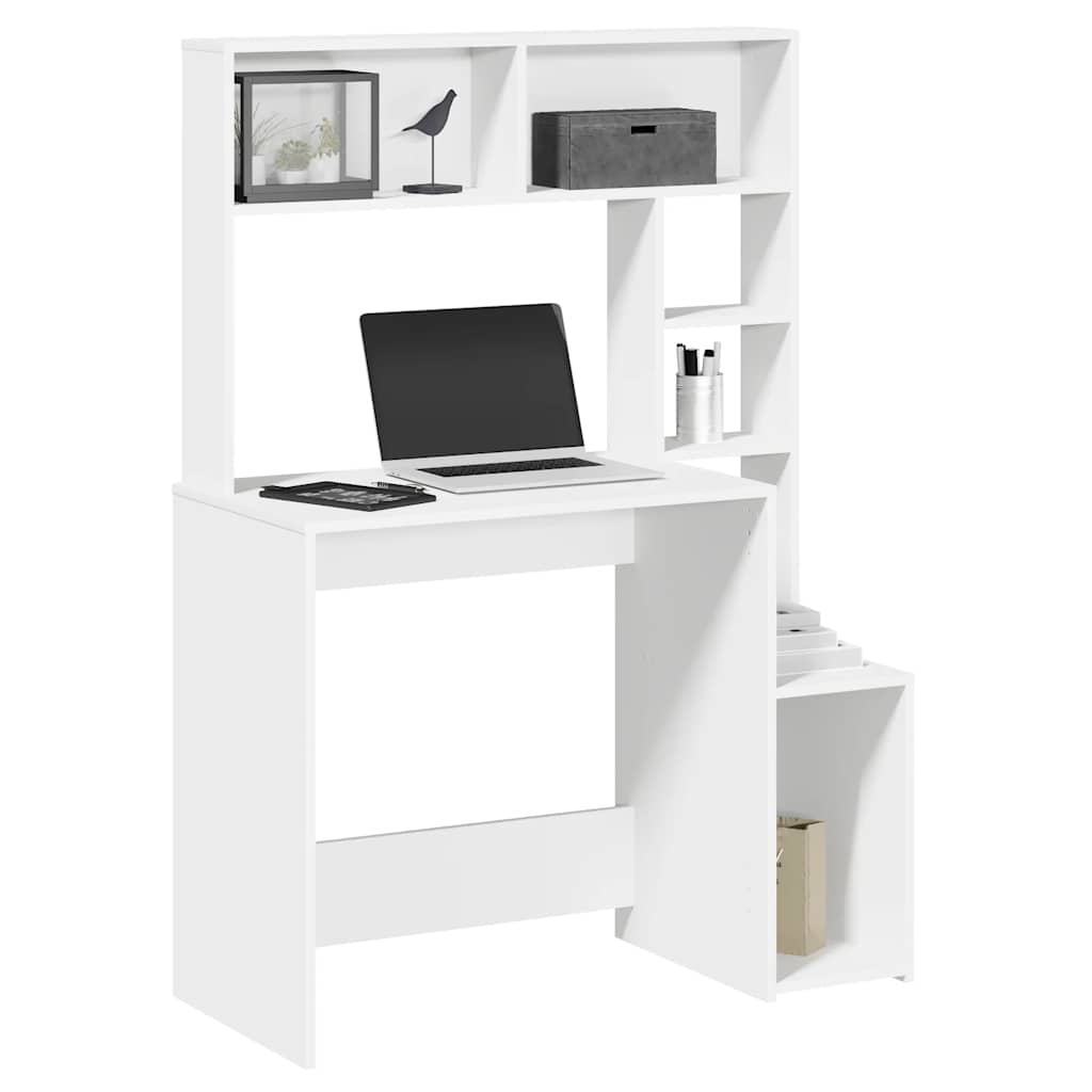 vidaXL Schreibtisch mit Regal Weiß 100x45x140 cm Holzwerkstoff