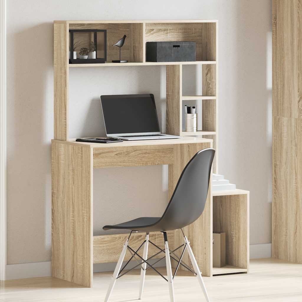 vidaXL Schreibtisch mit Regal Sonoma-Eiche 100x45x140 cm Holzwerkstoff