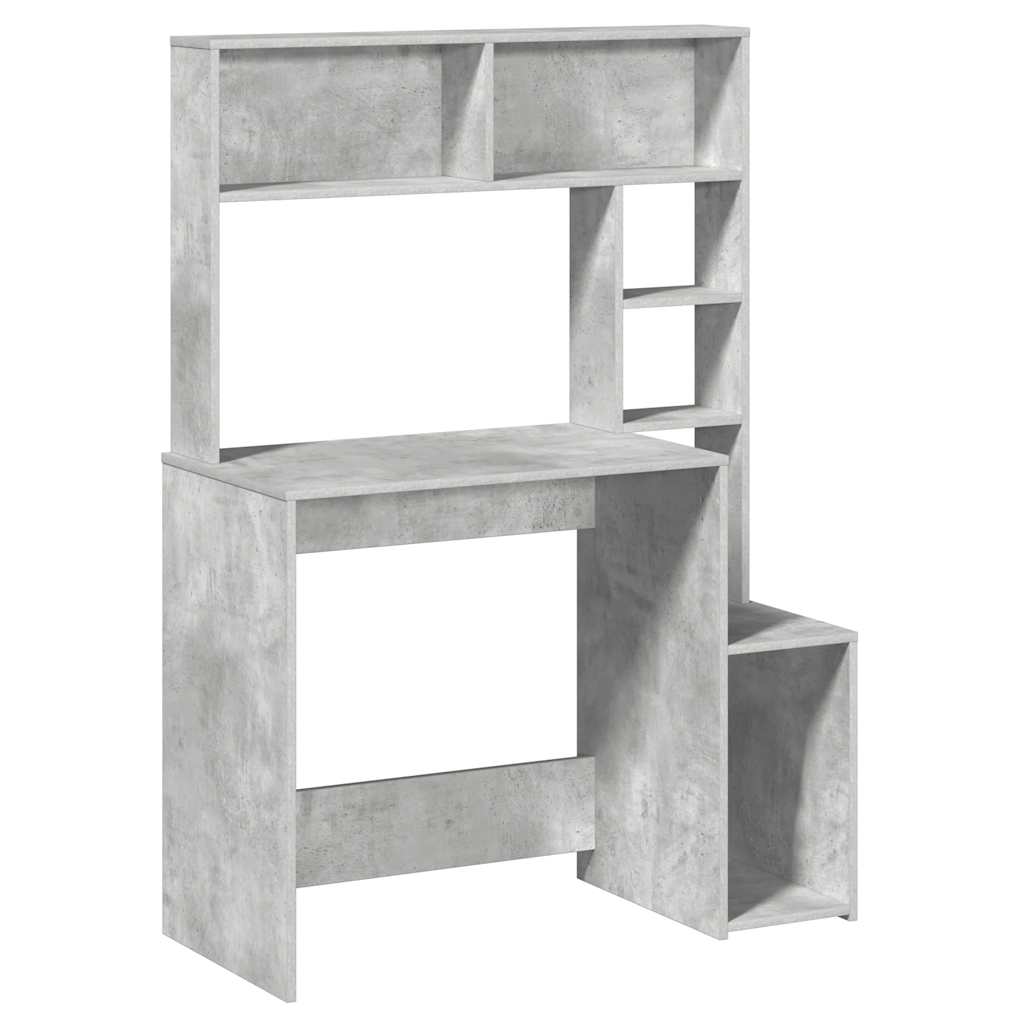 vidaXL Schreibtisch mit Regal Betongrau 100x45x140 cm Holzwerkstoff