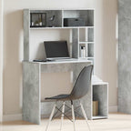 vidaXL Schreibtisch mit Regal Betongrau 100x45x140 cm Holzwerkstoff