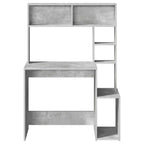 vidaXL Schreibtisch mit Regal Betongrau 100x45x140 cm Holzwerkstoff