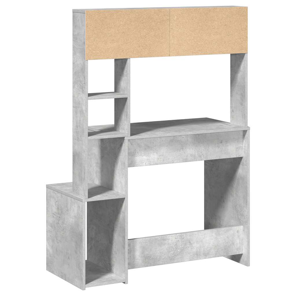 vidaXL Schreibtisch mit Regal Betongrau 100x45x140 cm Holzwerkstoff
