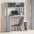vidaXL Schreibtisch mit Regal Grau Sonoma 100x45x140 cm Holzwerkstoff