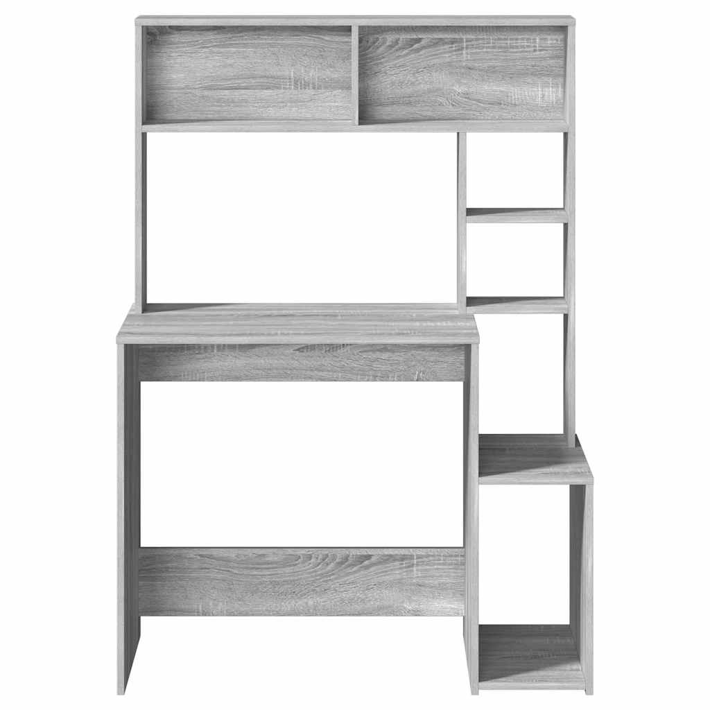 vidaXL Schreibtisch mit Regal Grau Sonoma 100x45x140 cm Holzwerkstoff