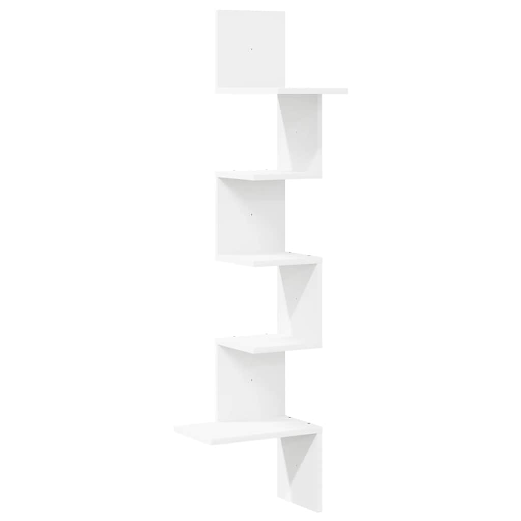 vidaXL Wand-Eckregal Weiß 32x32x127,5 cm Holzwerkstoff