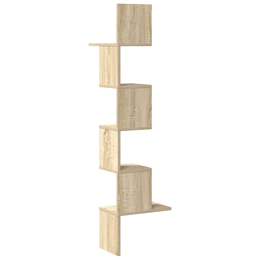 vidaXL Wand-Eckregal Sonoma-Eiche 32x32x127,5 cm Holzwerkstoff