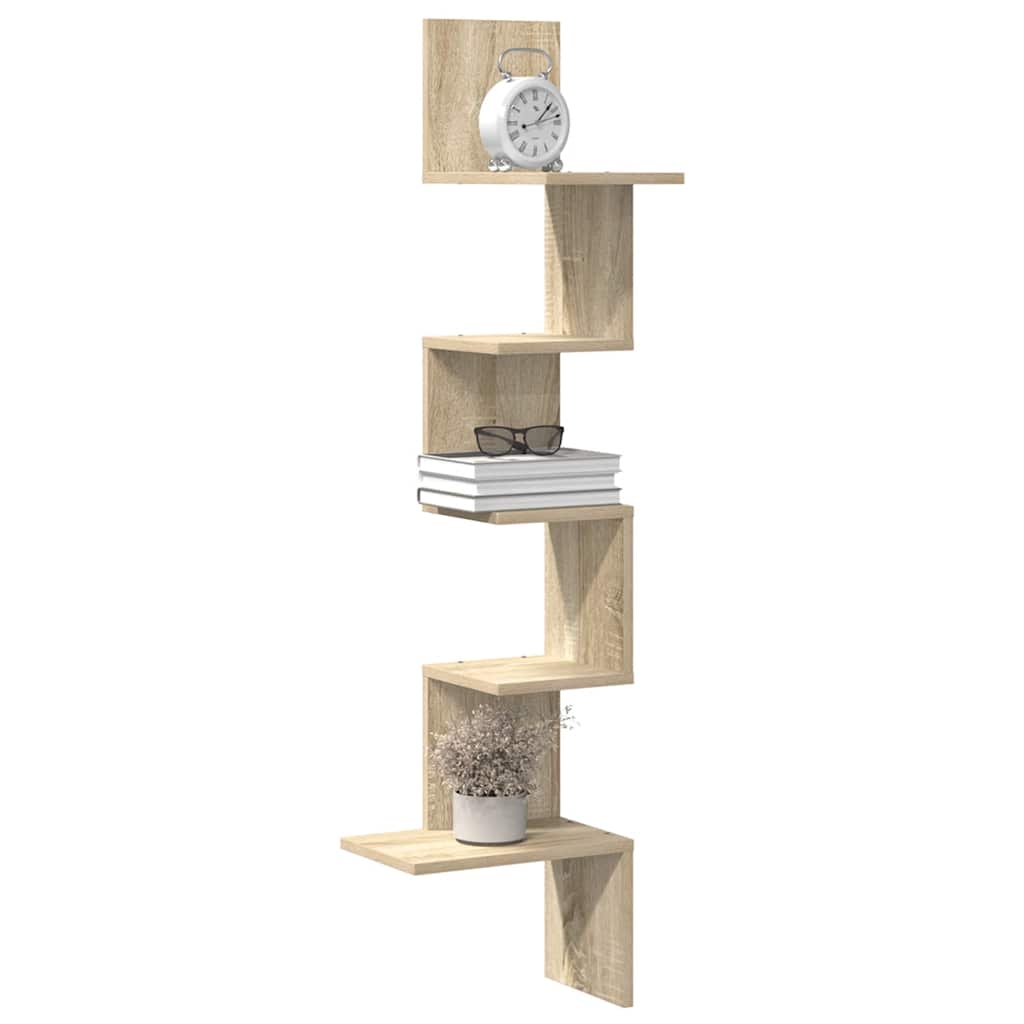 vidaXL Wand-Eckregal Sonoma-Eiche 32x32x127,5 cm Holzwerkstoff