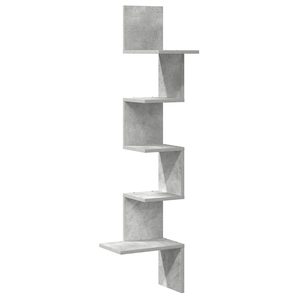 vidaXL Wand-Eckregal Betongrau 32x32x127,5 cm Holzwerkstoff