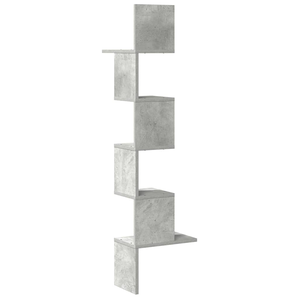 vidaXL Wand-Eckregal Betongrau 32x32x127,5 cm Holzwerkstoff