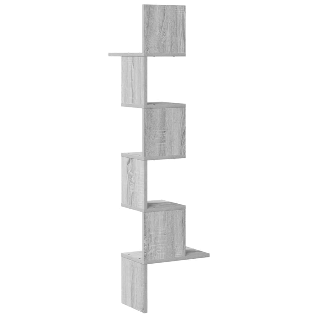 vidaXL Wand-Eckregal Grau Sonoma 32x32x127,5 cm Holzwerkstoff