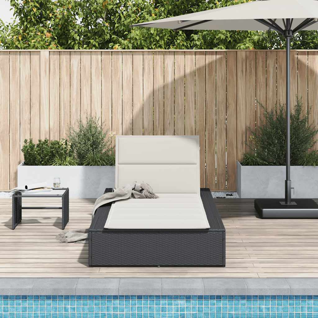 vidaXL Sonnenliege mit schwebender Auflage Schwarz Poly Rattan