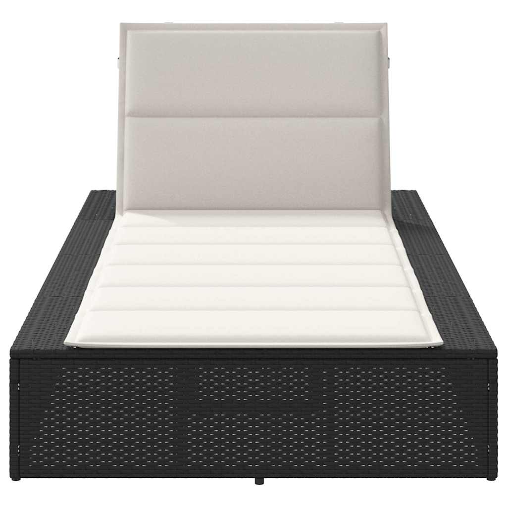vidaXL Sonnenliege mit schwebender Auflage Schwarz Poly Rattan