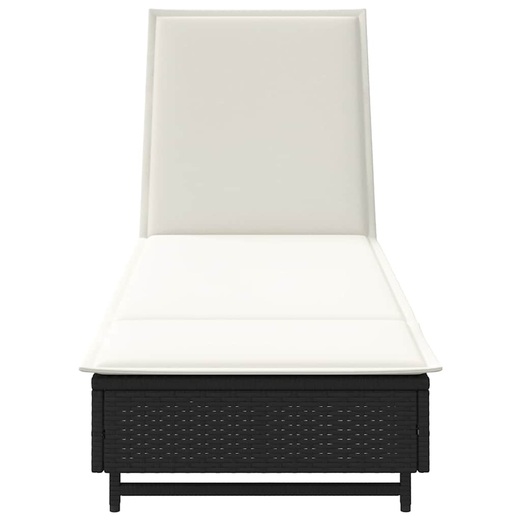 vidaXL Sonnenliege mit Rollen und Auflage Schwarz Poly Rattan