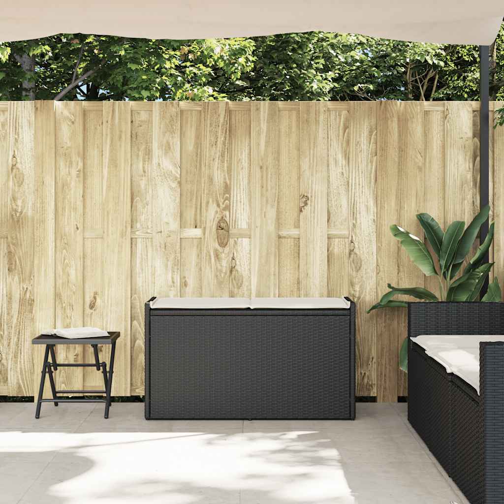 vidaXL Outdoor-Sitzbank mit Stauraum und Kissen Schwarz 100 cm