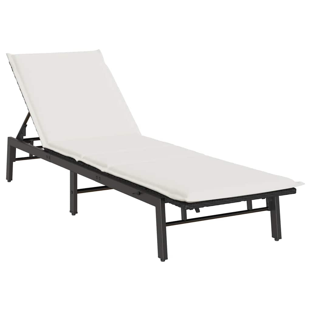vidaXL Sonnenliege mit Auflage Schwarz Poly-Rattan