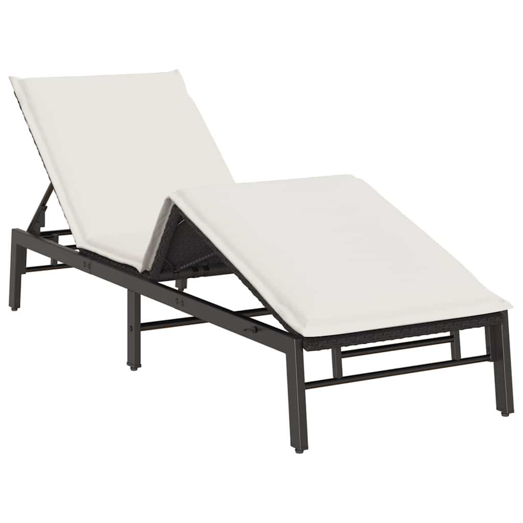 vidaXL Sonnenliege mit Auflage Schwarz Poly-Rattan