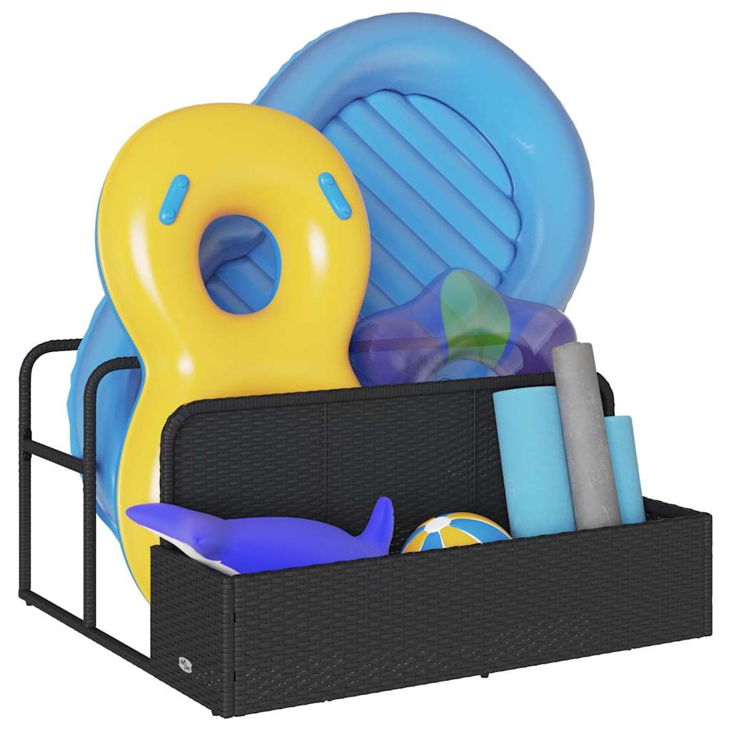 vidaXL Pool Aufbewahrungsbehälter Schwarz 110x100x57 cm Poly Rattan