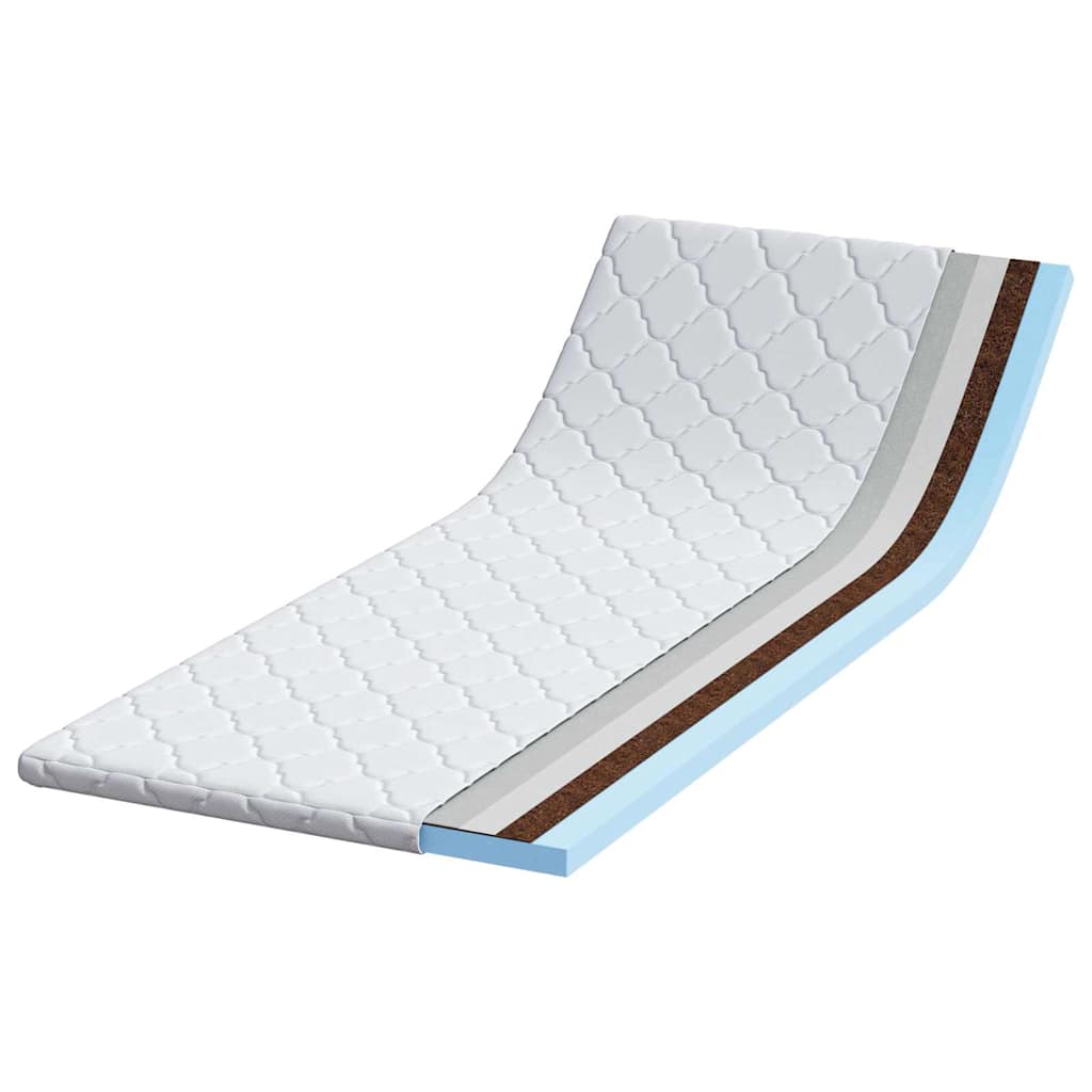 vidaXL Kokosnuss Topper Weiß 70 x 200 cm Jacquard-Stoff