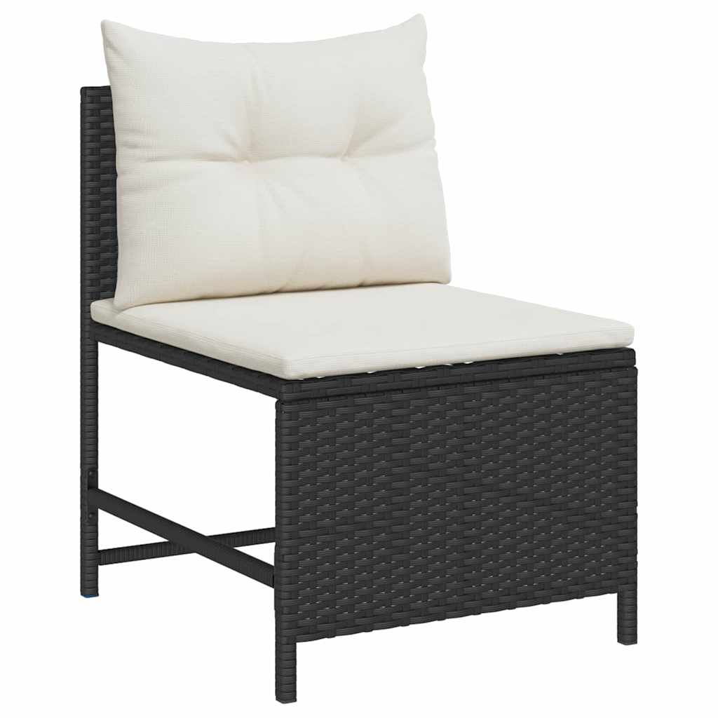 vidaXL Gartensofa-set mit Kissen 6 pcs Schwarz und Creme Poly-Rattan