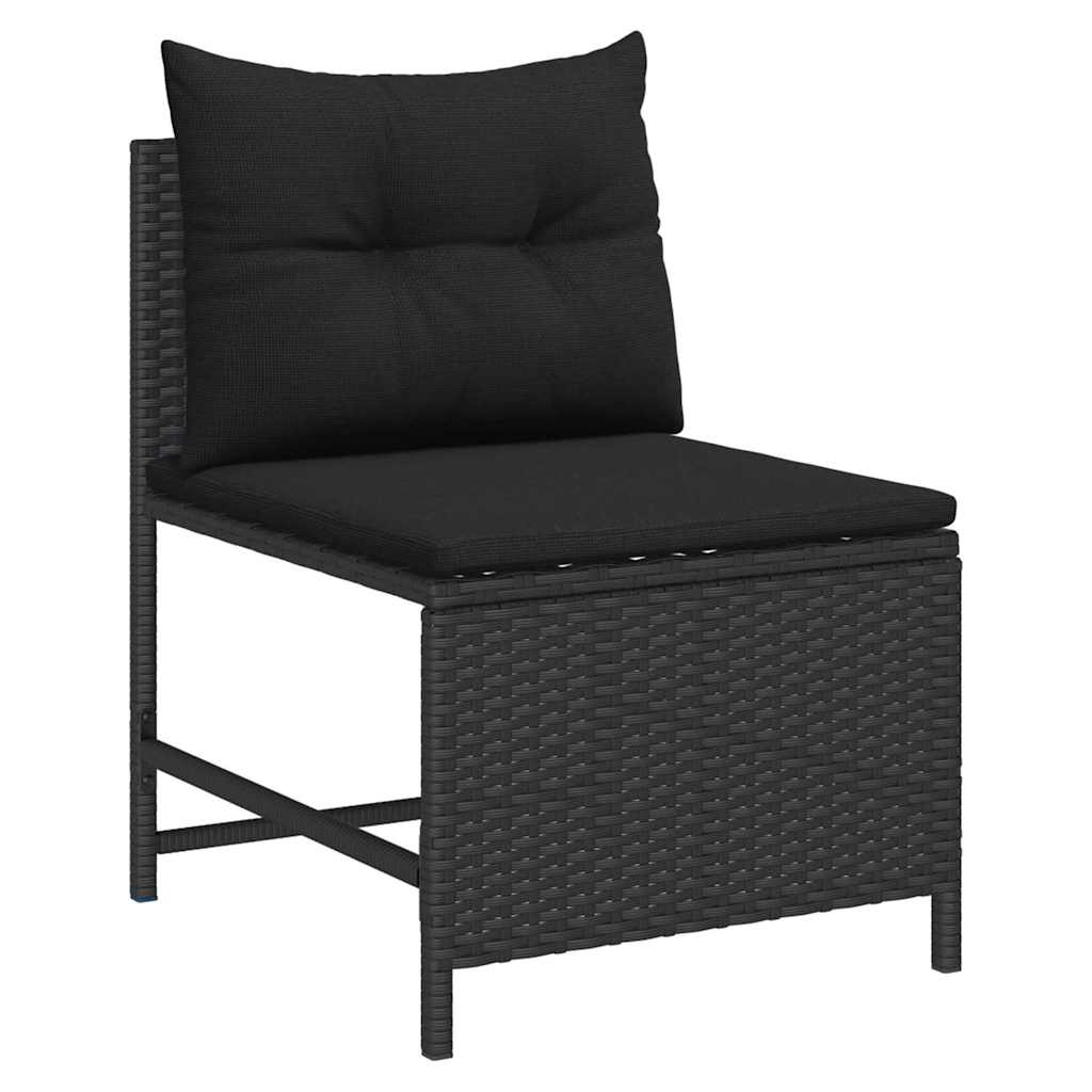 vidaXL Gartensofa-set mit Kissen 6 pcs Schwarz Poly-Rattan