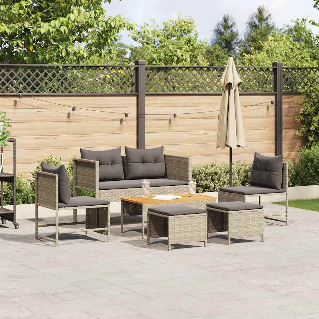 vidaXL Gartensofa-set 6 pcs Hellgrau und Dunkelgrau Poly-Rattan
