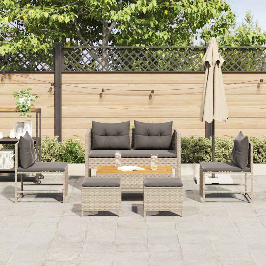 vidaXL Gartensofa-set 6 pcs Hellgrau und Dunkelgrau Poly-Rattan
