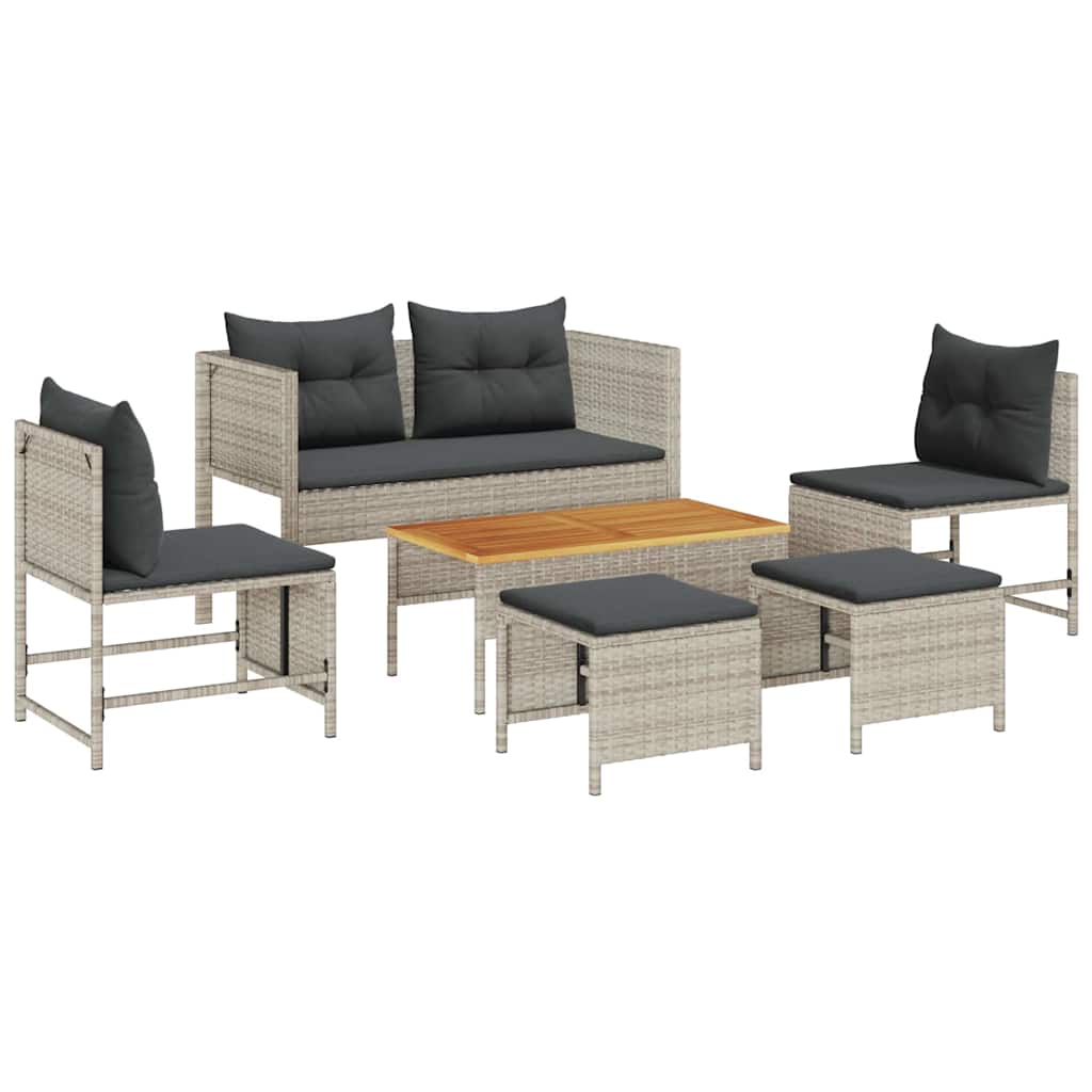 vidaXL Gartensofa-set 6 pcs Hellgrau und Dunkelgrau Poly-Rattan