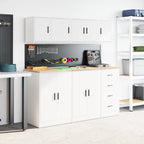 vidaXL Garagen-Wandschrank Weiß Holzwerkstoff