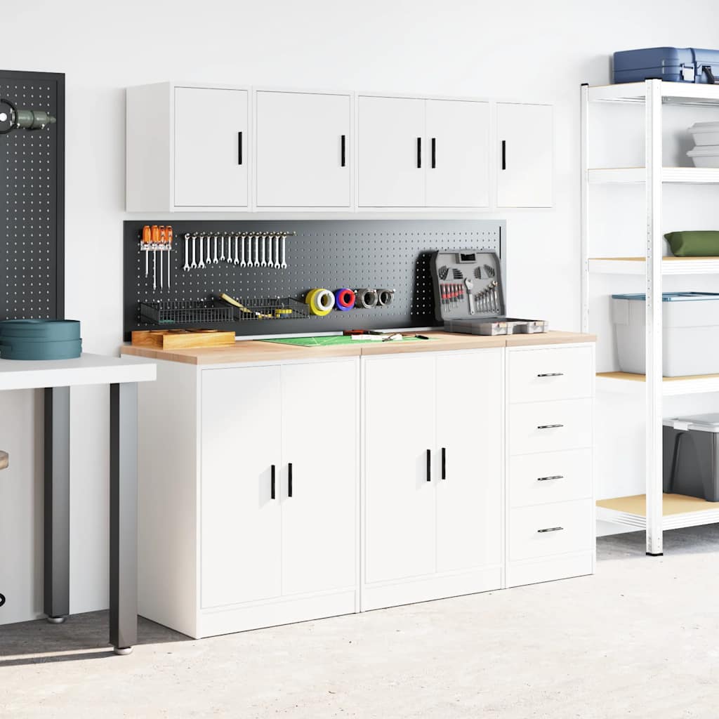 vidaXL Garagen-Wandschrank Weiß Holzwerkstoff