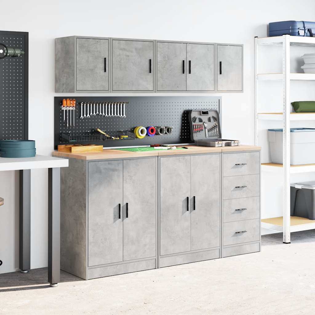 vidaXL Garagen-Wandschrank Betongrau Holzwerkstoff