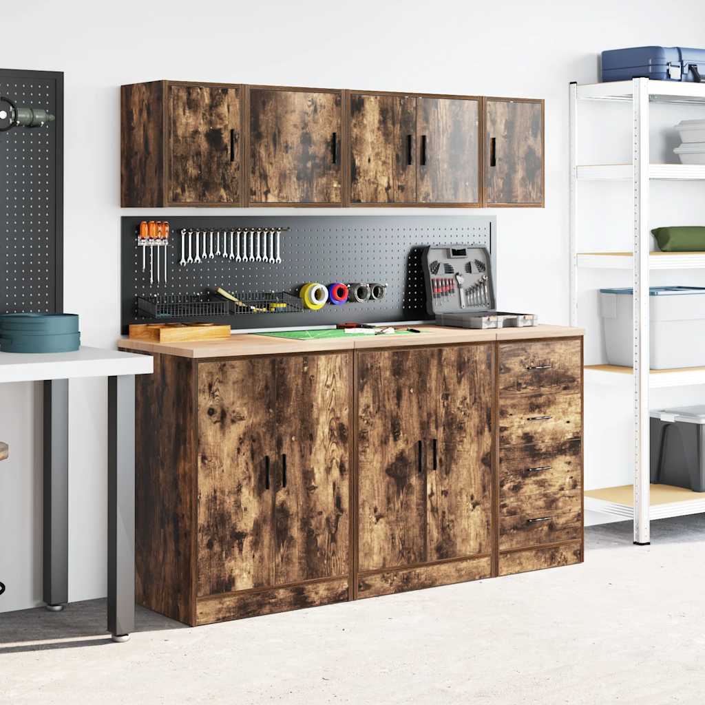 vidaXL Garagen-Wandschrank Räuchereiche Holzwerkstoff