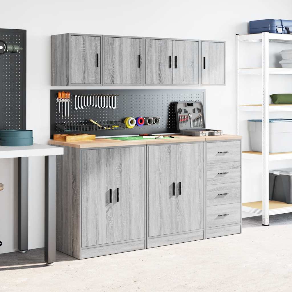 vidaXL Garagen-Wandschrank Grau Sonoma Holzwerkstoff