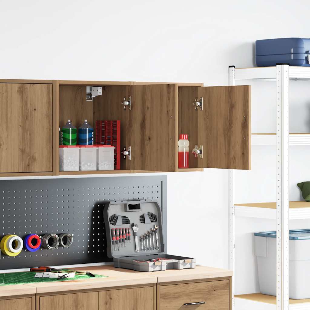 vidaXL Garagen-Wandschränke 2 Stk. Artisan-Eiche Holzwerkstoff